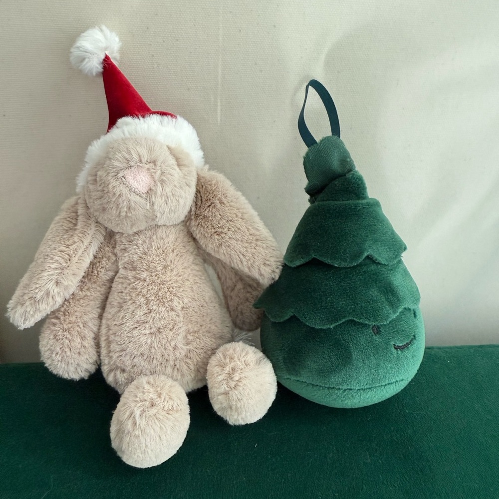 Jellycat Bashful Bunny & Christmas Tree Tiny Ornament - with Tags
